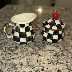 NEVER USED Mackenzie-Childs Courtly Check Sugar and Creamer Set